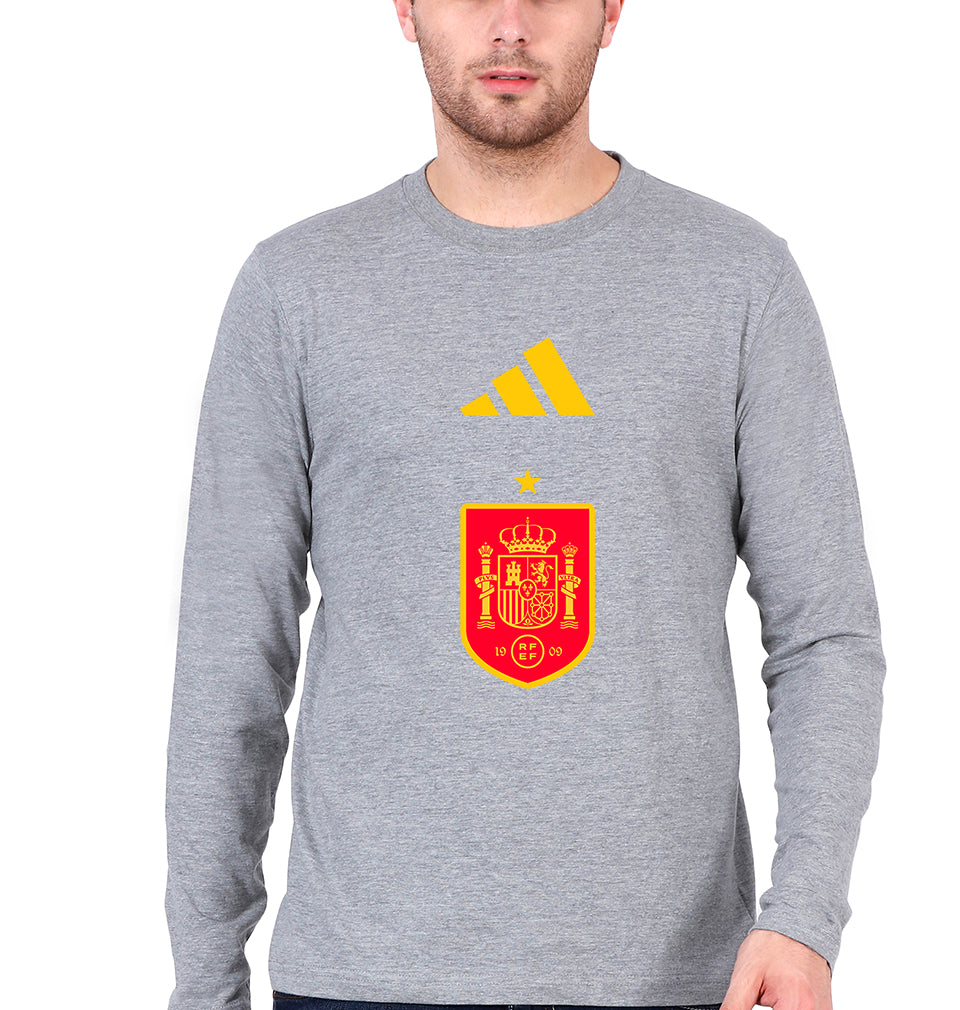 Spain Football Full Sleeves T-Shirt for Men-Grey Melange-Ektarfa.online