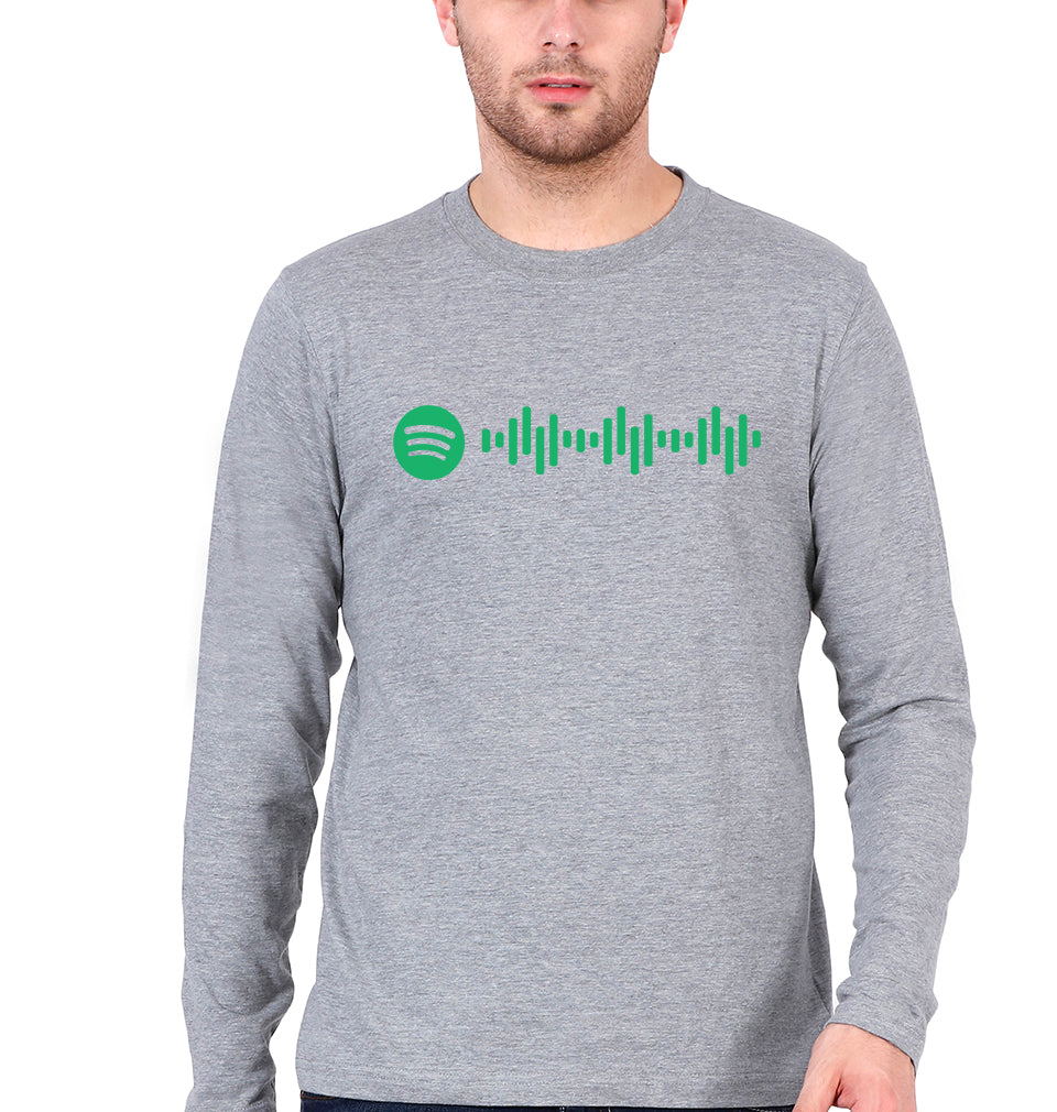 Spotify Full Sleeves T-Shirt for Men-Grey Melange-Ektarfa.online
