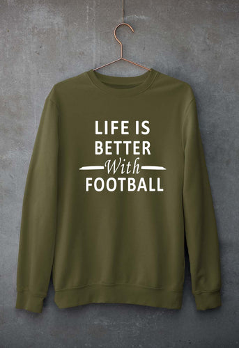 Life Football Unisex Sweatshirt for Men/Women-S(40 Inches)-Olive Green-Ektarfa.online