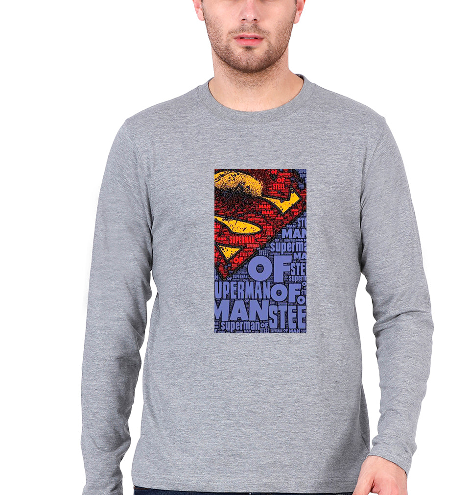Superman Superhero Dad Full Sleeves T-Shirt for Men-Grey Melange-Ektarfa.online