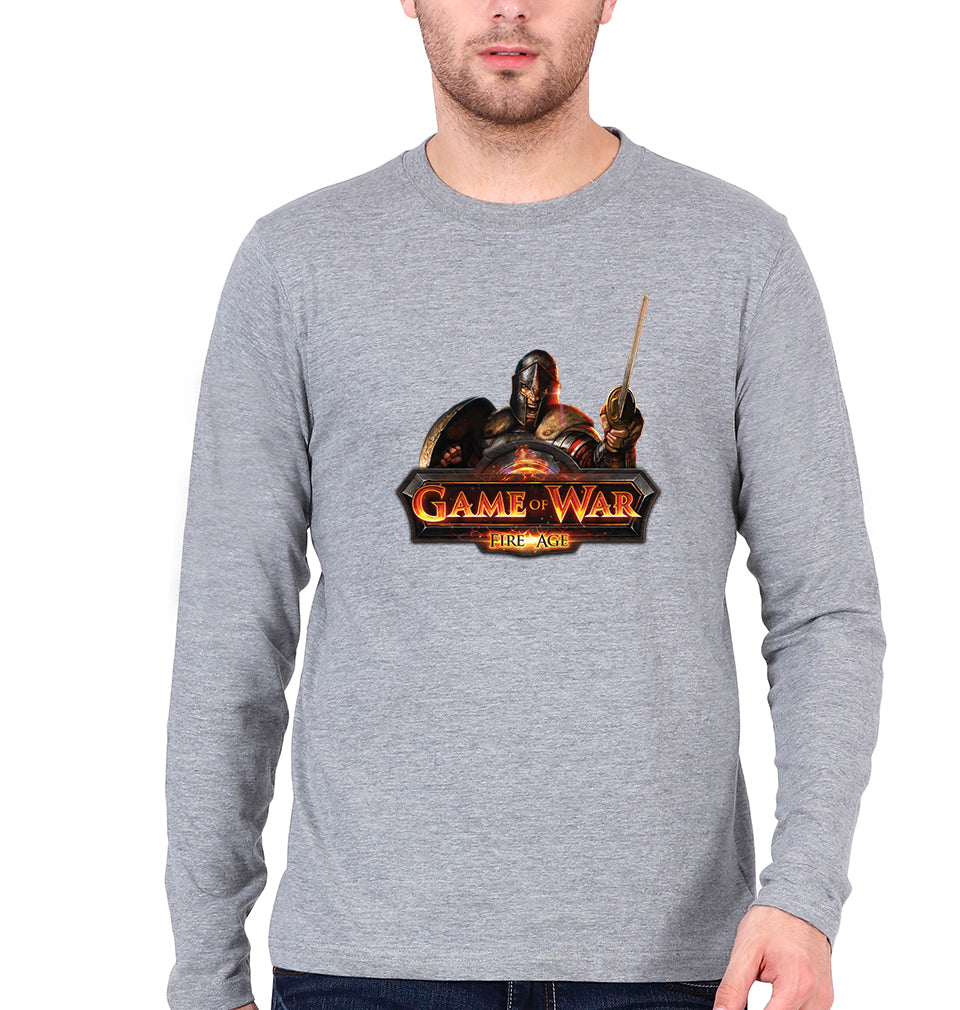 Game of War Full Sleeves T-Shirt for Men-S(38 Inches)-Grey Melange-Ektarfa.online