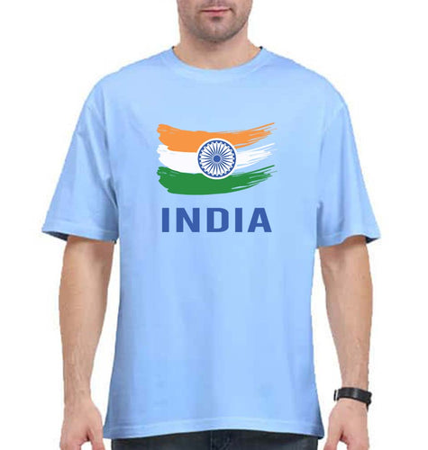 India Oversized T-Shirt for Men-Baby Blue-Ektarfa.online