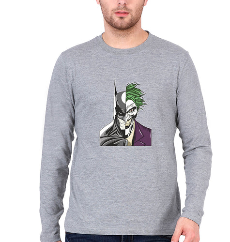 Batman Joker Full Sleeves T-Shirt for Men-Grey Melange-Ektarfa.online