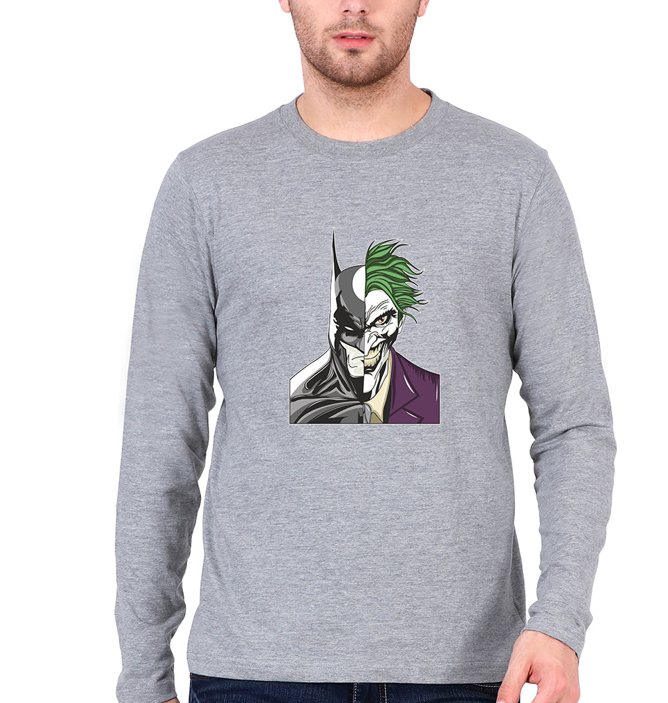 Batman Joker Full Sleeves T-Shirt for Men-Grey Melange-Ektarfa.online