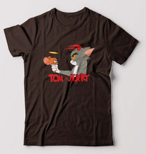Load image into Gallery viewer, Tom and Jerry T-Shirt for Men-S(38 Inches)-Coffee Brown-Ektarfa.online
