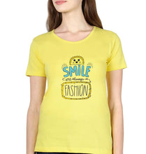Load image into Gallery viewer, Smile are Always in Fashion T-Shirt for Women-XS(32 Inches)-Yellow-Ektarfa.online
