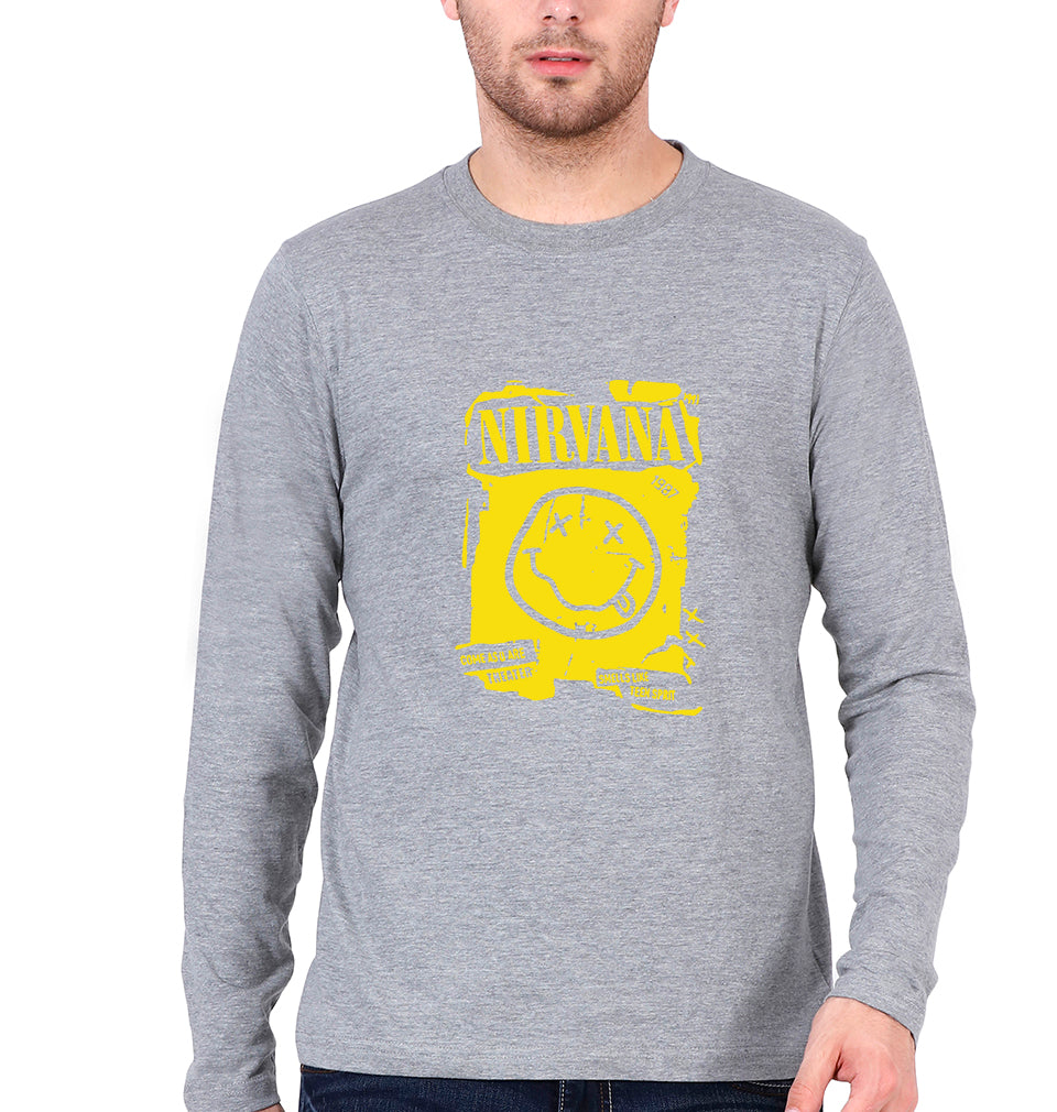 Nirvana Full Sleeves T-Shirt for Men-Grey Melange-Ektarfa.online