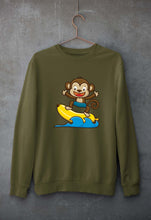 Load image into Gallery viewer, Monkey Banana Unisex Sweatshirt for Men/Women-S(40 Inches)-Olive Green-Ektarfa.online
