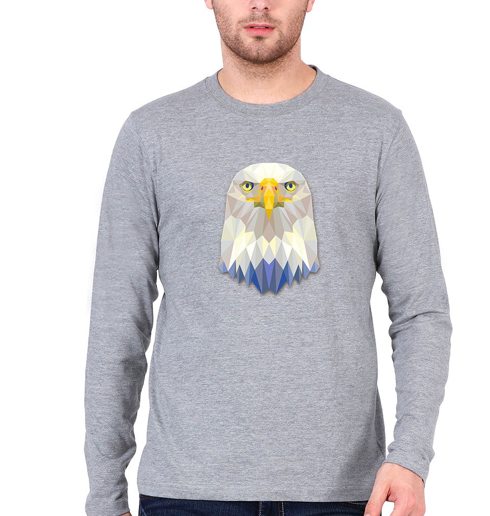 Eagle Full Sleeves T-Shirt for Men-S(38 Inches)-Grey Melange-Ektarfa.online