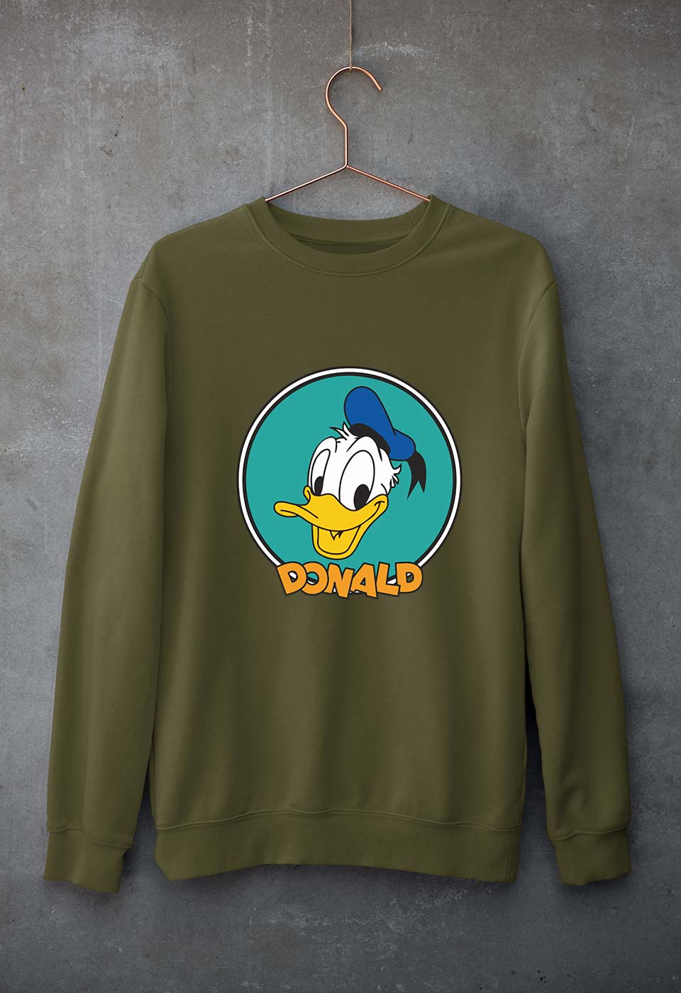 Donald Duck Unisex Sweatshirt for Men/Women-Olive Green-Ektarfa.online