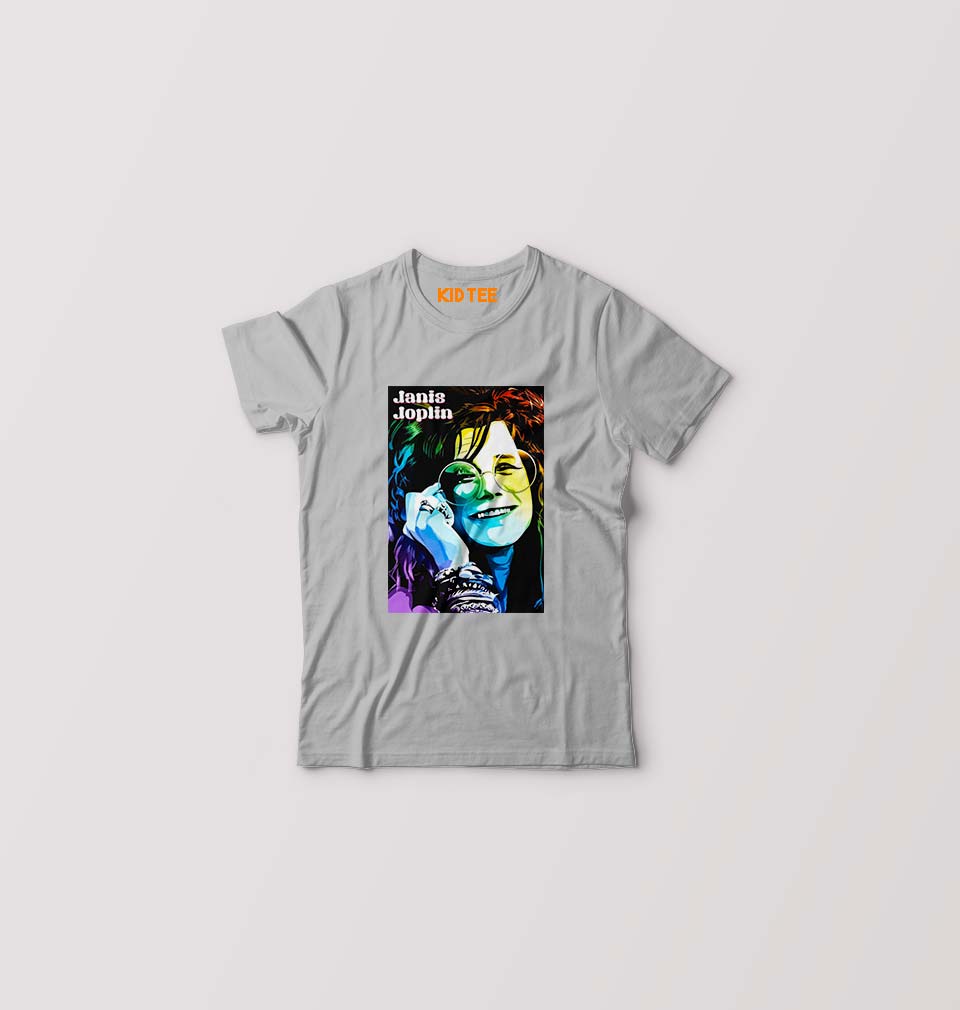 Janis Joplin Kids T-Shirt for Boy/Girl-Grey-Ektarfa.online