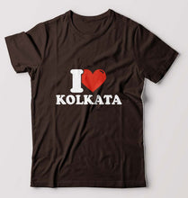 Load image into Gallery viewer, I Love Kolkata T-Shirt for Men-S(38 Inches)-Coffee Brown-Ektarfa.online
