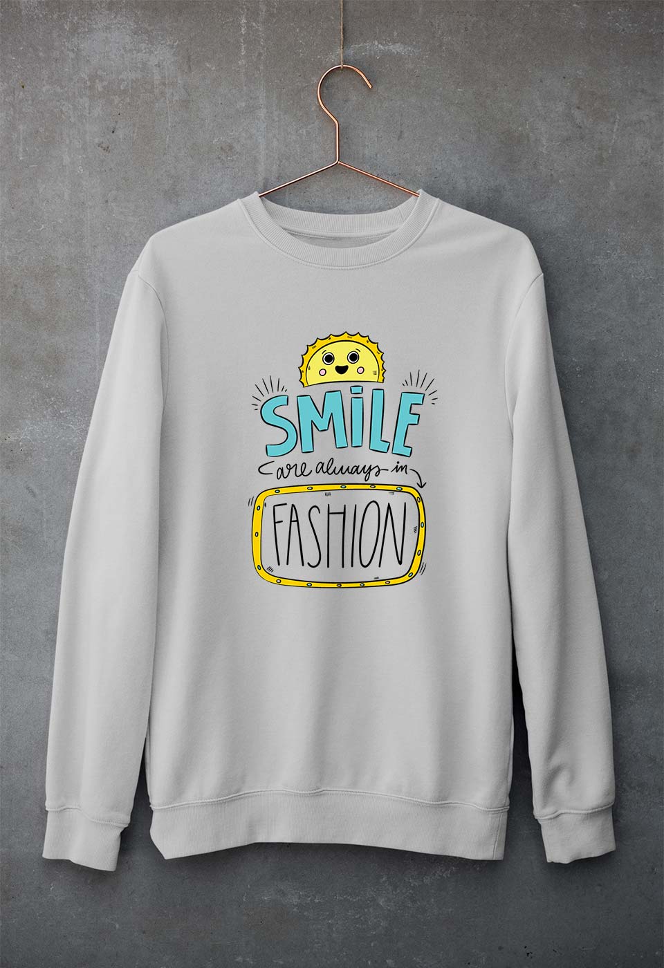 Smile are Always in Fashion Unisex Sweatshirt for Men/Women-S(40 Inches)-Grey Melange-Ektarfa.online