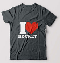 Load image into Gallery viewer, I Love Hockey T-Shirt for Men-Steel grey-Ektarfa.online
