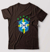 Load image into Gallery viewer, Brazil Football T-Shirt for Men-S(38 Inches)-Coffee Brown-Ektarfa.online
