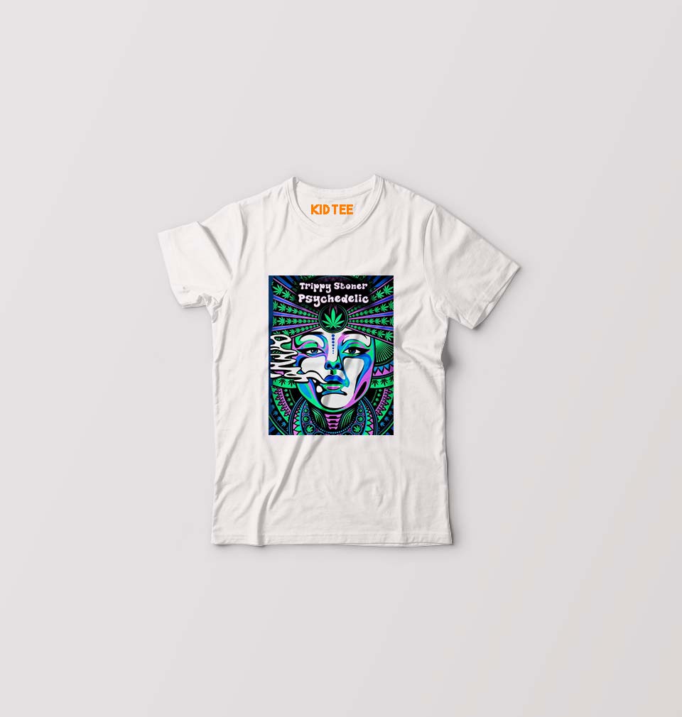 Trippy Stoner Psychedelic Kids T-Shirt for Boy/Girl-White-Ektarfa.online