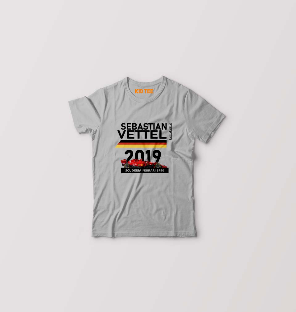 Sebastian Vettel F1 Ferrari Kids T-Shirt for Boy/Girl-Grey-Ektarfa.online
