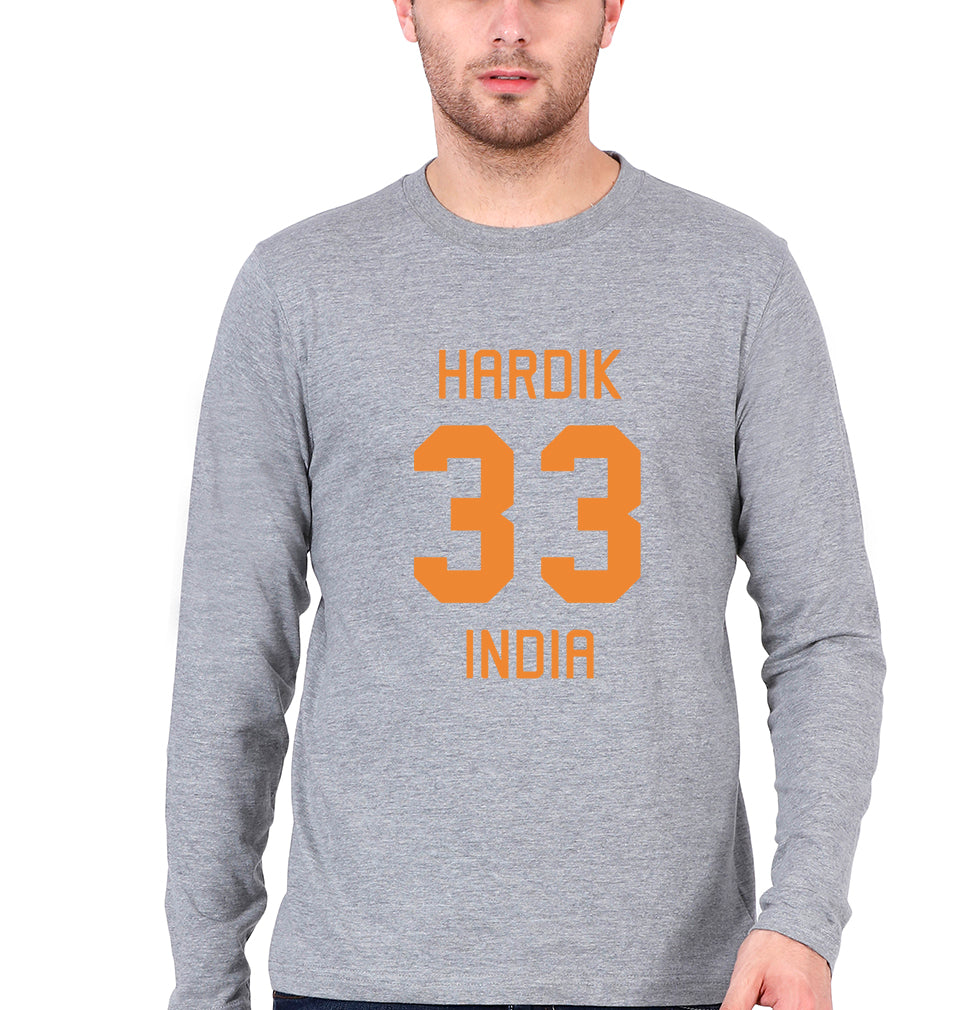Hardik Pandya Full Sleeves T-Shirt for Men-Grey Melange-Ektarfa.online