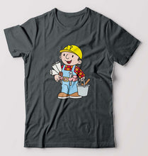 Load image into Gallery viewer, Bob the Builder T-Shirt for Men-S(38 Inches)-Steel grey-Ektarfa.online
