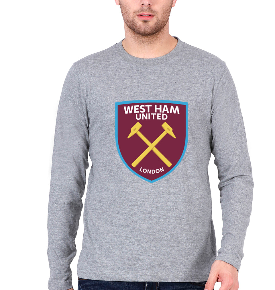 West-Ham Full Sleeves T-Shirt for Men-Grey Melange-Ektarfa.online