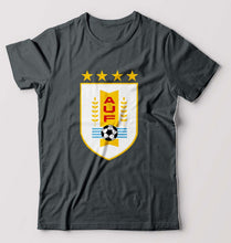 Load image into Gallery viewer, Uruguay Football T-Shirt for Men-S(38 Inches)-Steel grey-Ektarfa.online
