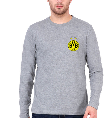 Borussia Dortmund Full Sleeves T-Shirt for Men-Grey Melange-Ektarfa.online