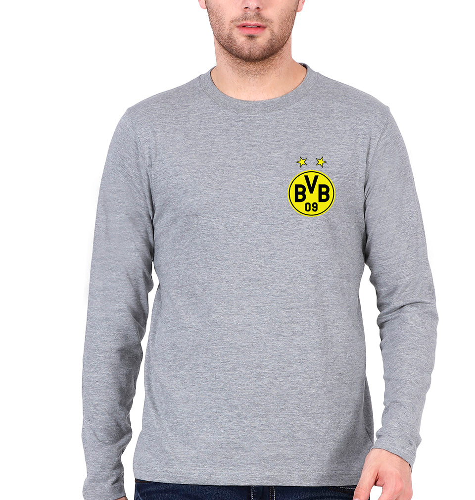 Borussia Dortmund Full Sleeves T-Shirt for Men-Grey Melange-Ektarfa.online