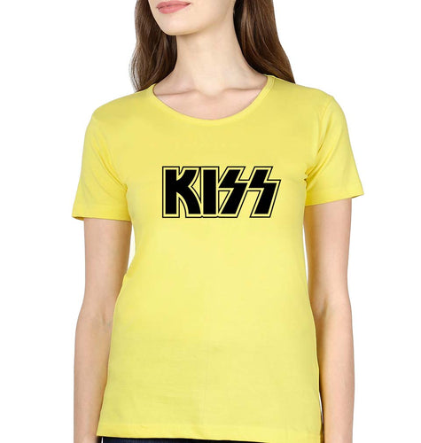 Kiss Rock Band T-Shirt for Women-Yellow-Ektarfa.online