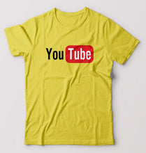 Load image into Gallery viewer, YouTube T-Shirt for Men-S(38 Inches)-Yellow-Ektarfa.online
