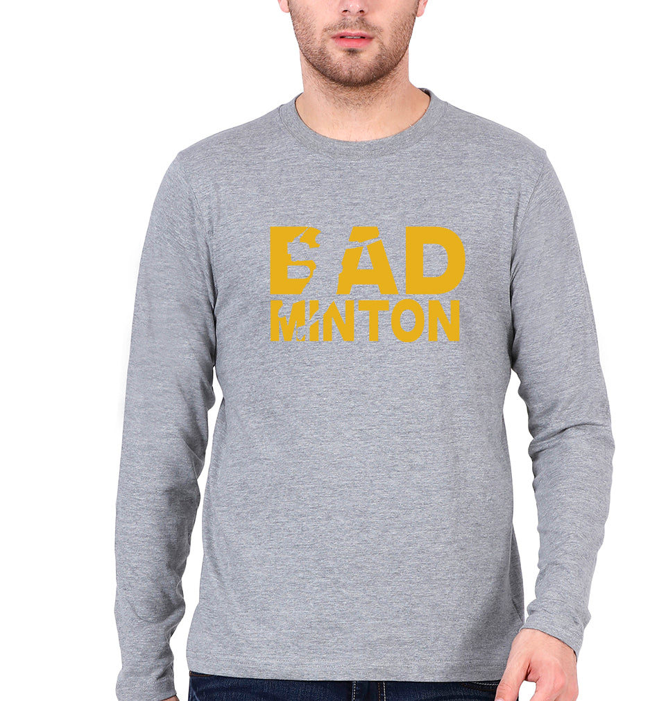 Badminton Full Sleeves T-Shirt for Men-Grey Melange-Ektarfa.online