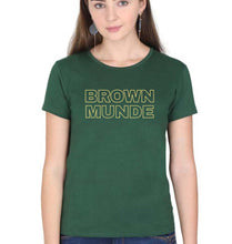 Load image into Gallery viewer, BROWN MUNDE T-Shirt for Women-XS(32 Inches)-Dark Green-Ektarfa.online
