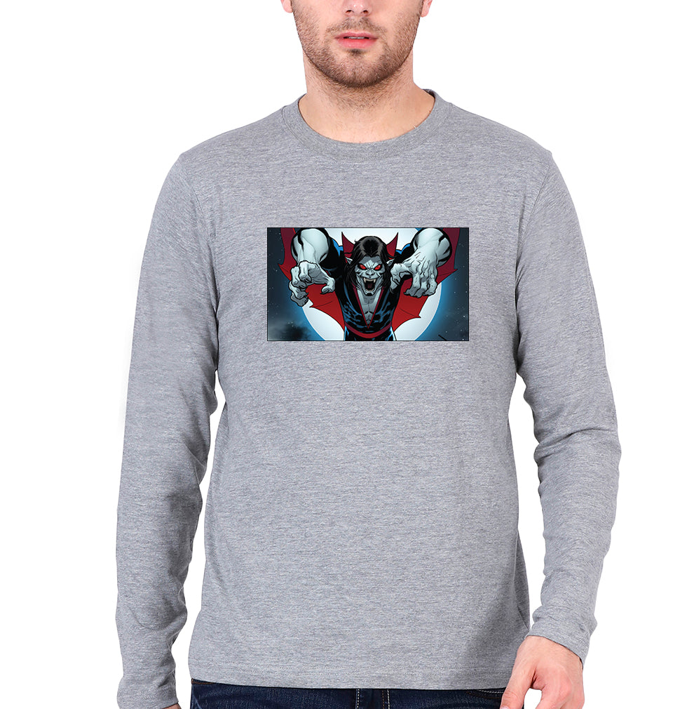 Morbius Full Sleeves T-Shirt for Men-S(38 Inches)-Grey Melange-Ektarfa.online