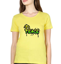 Load image into Gallery viewer, Graffiti Peace T-Shirt for Women-XS(32 Inches)-Yellow-Ektarfa.online
