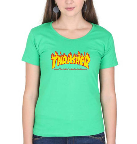 Thrasher T-Shirt for Women-XS(32 Inches)-flag green-Ektarfa.online