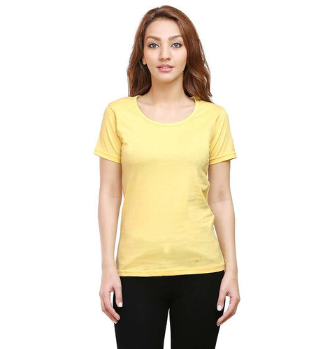 Plain Yellow Half Sleeves T-Shirt for Women-ektarfa.com