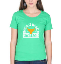 Load image into Gallery viewer, Hardest Worker In the Room Gym T-Shirt for Women-Flag Green-Ektarfa.online
