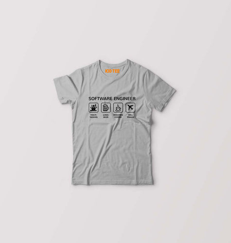 Software Engineer Kids T-Shirt for Boy/Girl-Grey-Ektarfa.online