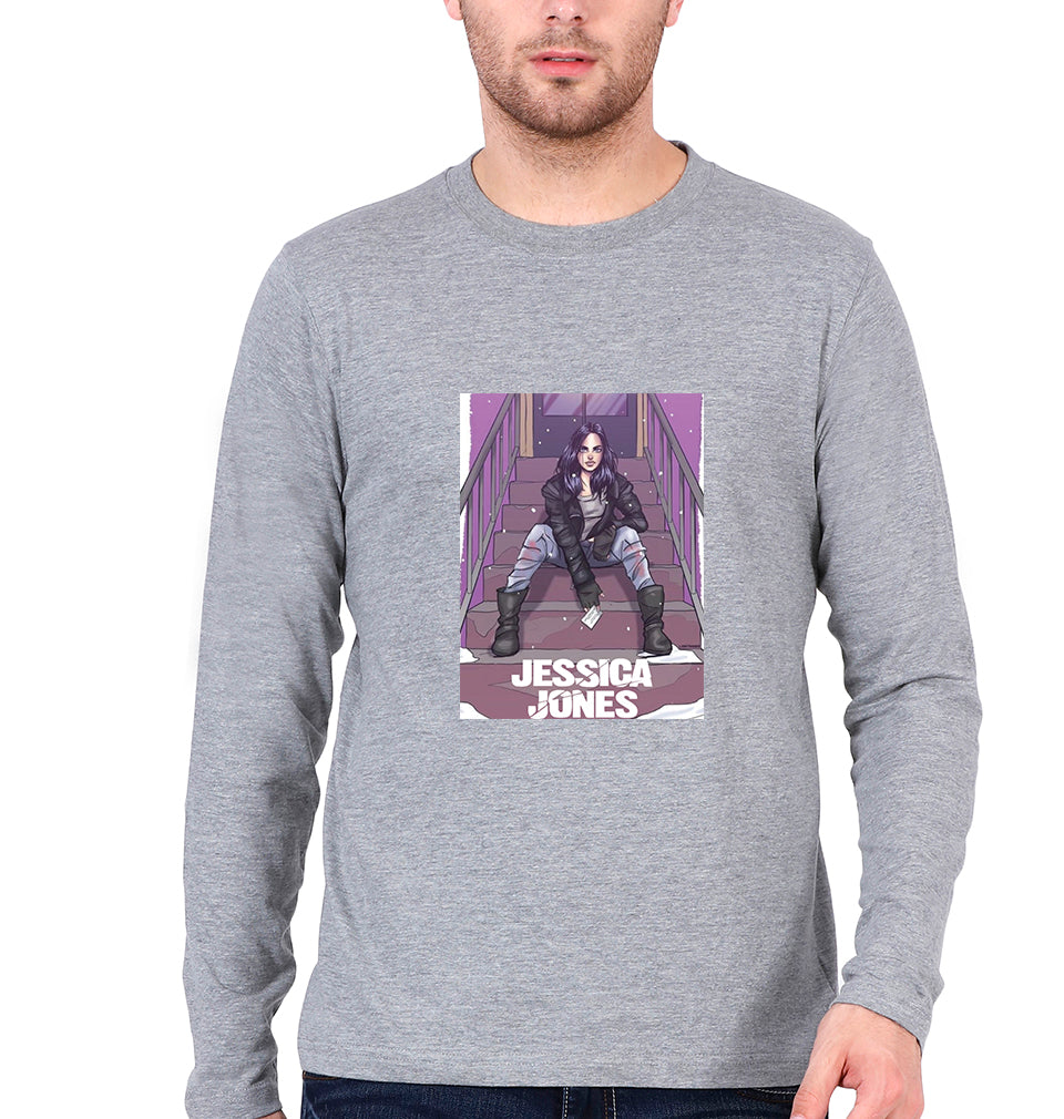 Jessica Jones Full Sleeves T-Shirt for Men-Grey Melange-Ektarfa.online