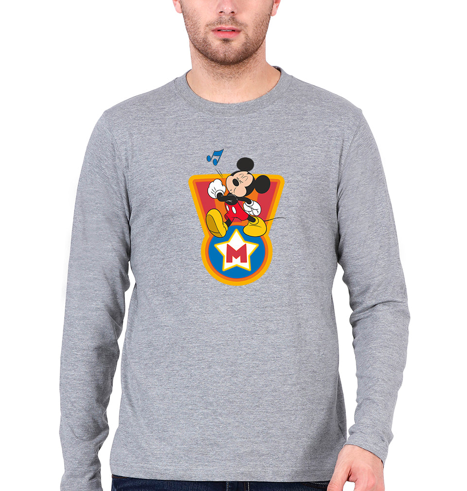 Mickey Mouse Full Sleeves T-Shirt for Men-Grey Melange-Ektarfa.online