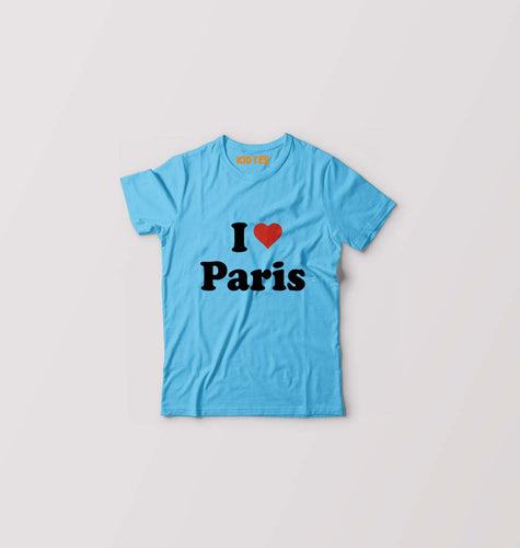 I Love Paris Kids T-Shirt for Boy/Girl-Light Blue-Ektarfa.online
