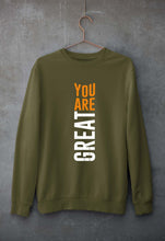 Load image into Gallery viewer, You Are Great Unisex Sweatshirt for Men/Women-S(40 Inches)-Olive Green-Ektarfa.online
