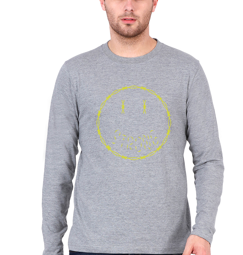 Strong Emoji Full Sleeves T-Shirt for Men-Grey Melange-Ektarfa.online