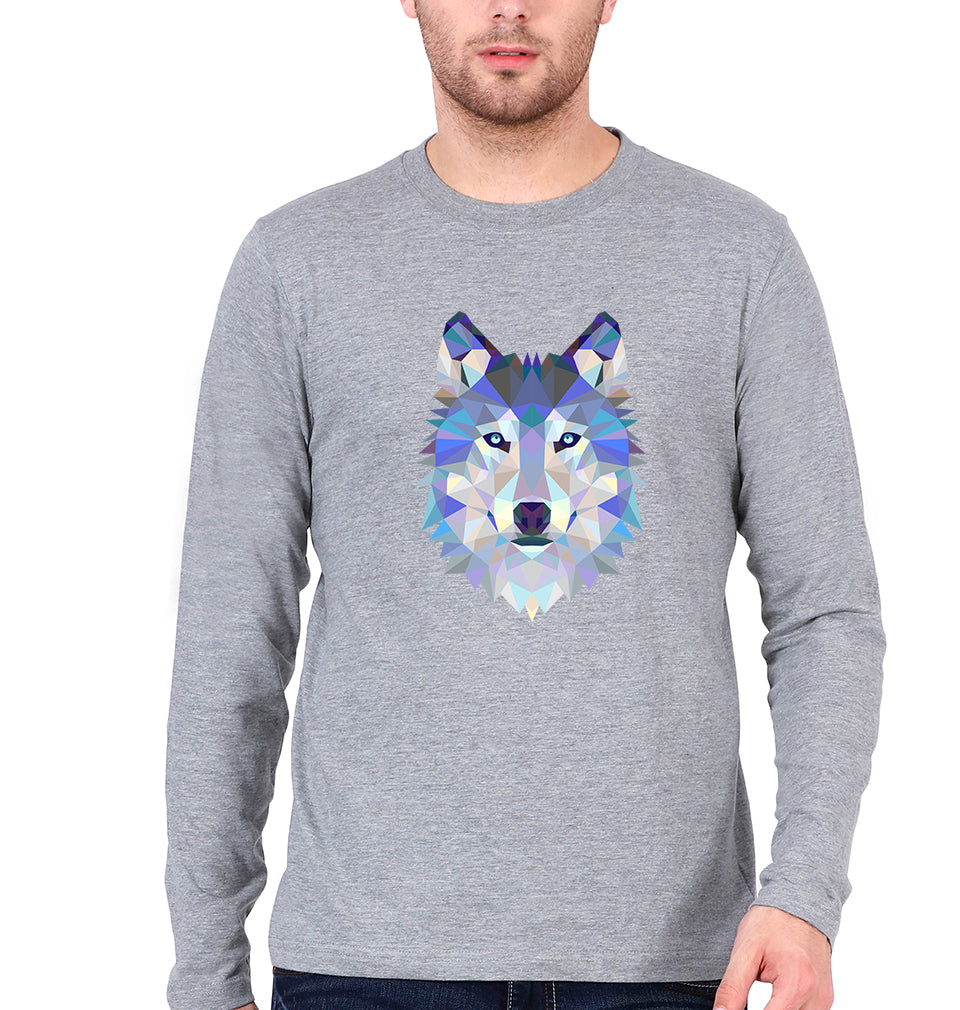 Wolf Full Sleeves T-Shirt for Men-Grey Melange-Ektarfa.online