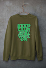 Load image into Gallery viewer, keep calm and vape on Unisex Sweatshirt for Men/Women-S(40 Inches)-Olive Green-Ektarfa.online
