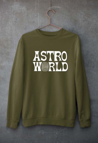 Astroworld Travis Scott Unisex Sweatshirt for Men/Women-S(40 Inches)-Olive Green-Ektarfa.online