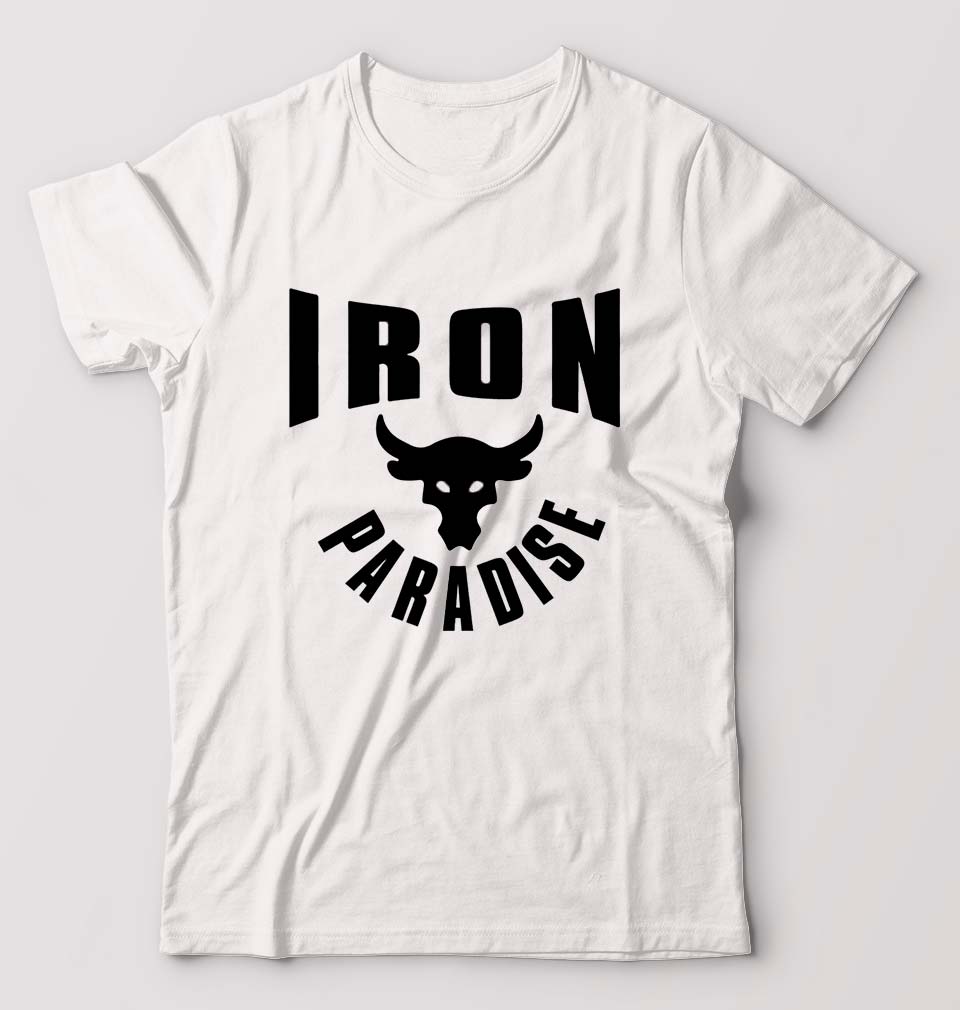 Iron Paradise T-Shirt for Men-S(38 Inches)-White-Ektarfa.online