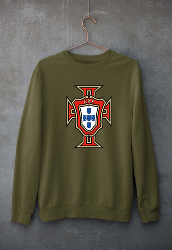Portugal Football Unisex Sweatshirt for Men/Women-S(40 Inches)-Olive Green-Ektarfa.online