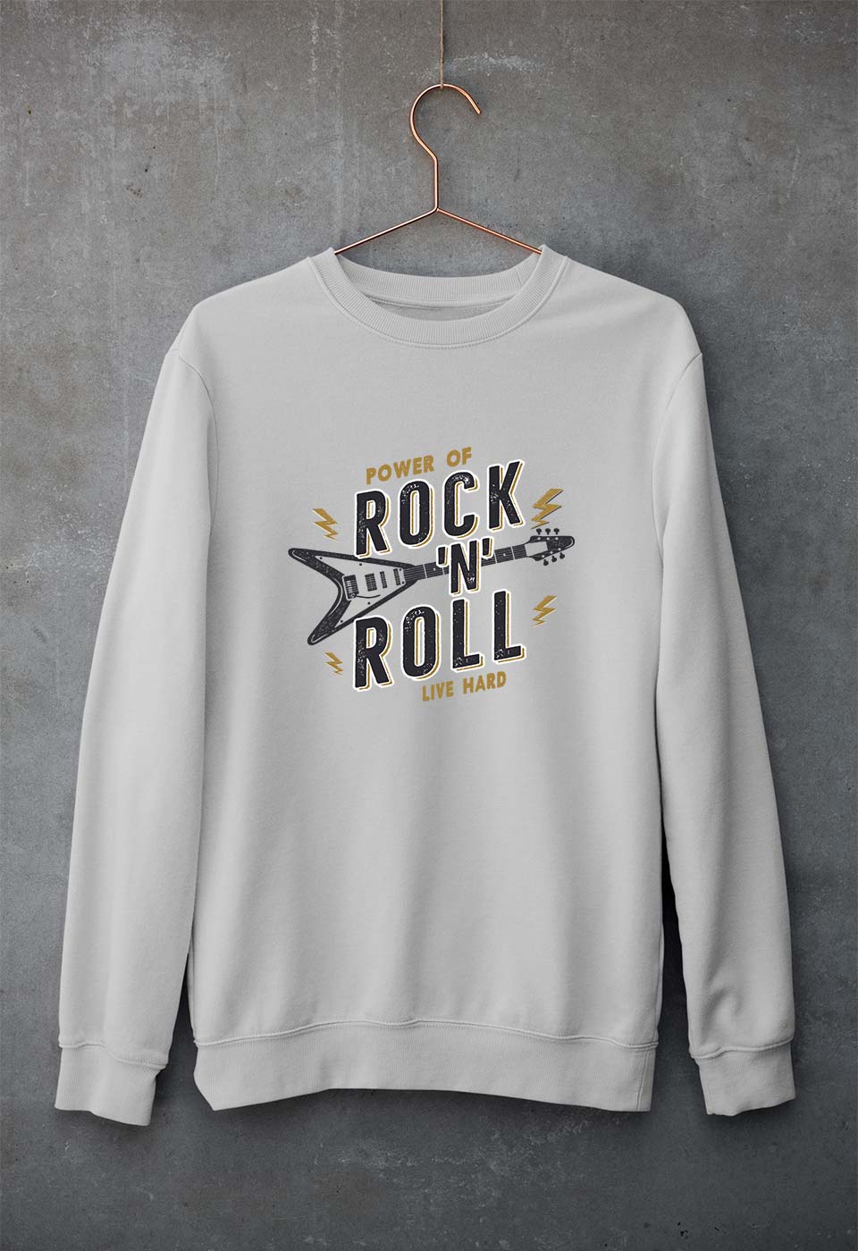 Rock N Roll Unisex Sweatshirt for Men/Women-S(40 Inches)-Grey Melange-Ektarfa.online