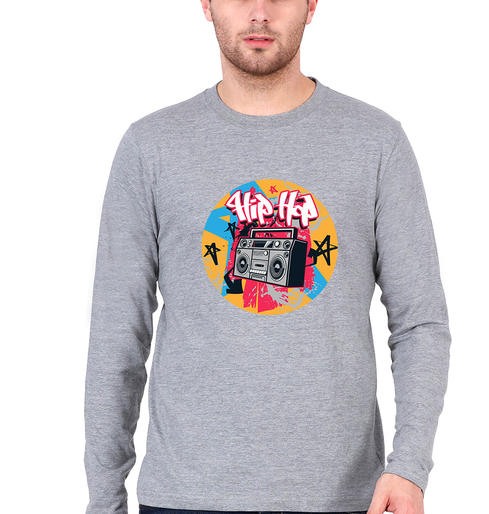 Hip Hop Full Sleeves T-Shirt for Men-Grey Melange-Ektarfa.online