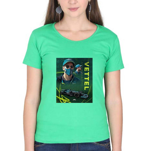 Sebastian Vettel F1 T-Shirt for Women-XS(32 Inches)-flag green-Ektarfa.online